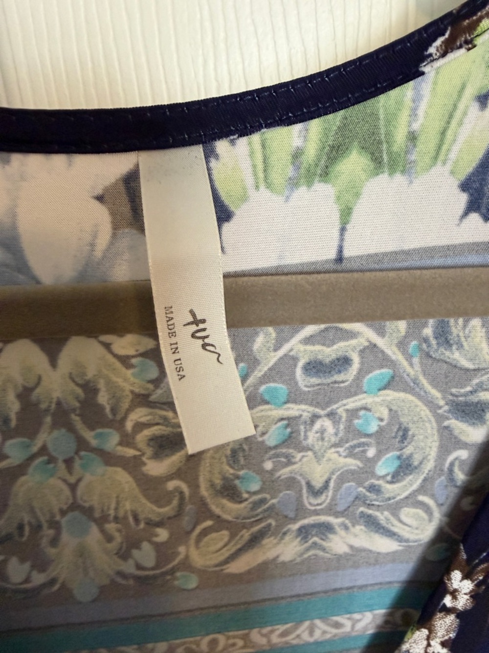 Tua Navy Garden Whimsy Floral Wrap Maxi Dress Size L Boho Long Sleeve Tie Waist - Picture 5 of 6